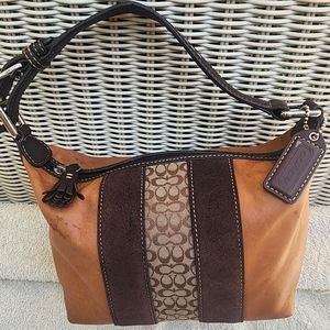 Coach Small Signature & Brown Leather Purse